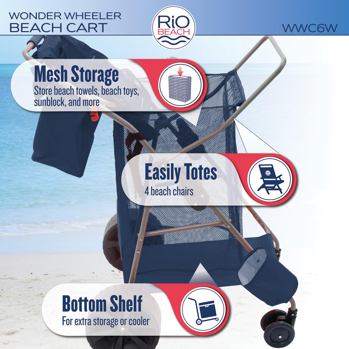 Rio Beach Wonder Wheeler Wide Beach Cart