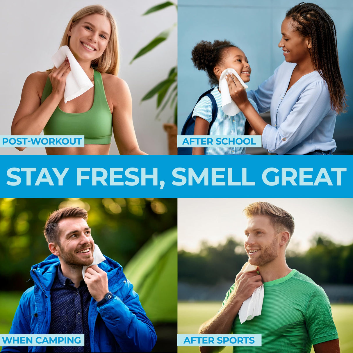 XL Body Wipes - (4 Pack) 200 Shower Wipes + 16 Travel Bath Sheets - 9" x 12" Thick Cleansing Waterless Washcloths - No Rinse Disposable Adult Wash Cloths for Elderly Incontinence, Camping Essentials