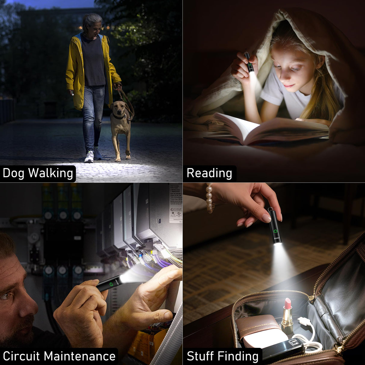 Blukar 2 Pack Rechargeable EDC Flashlight, 360L Mini Keychain Flash Light with 3 Lighting Modes, Memory Function, Waterproof, Compact and Portable Pocket Light for Everyday Carry, Emergency, Camping