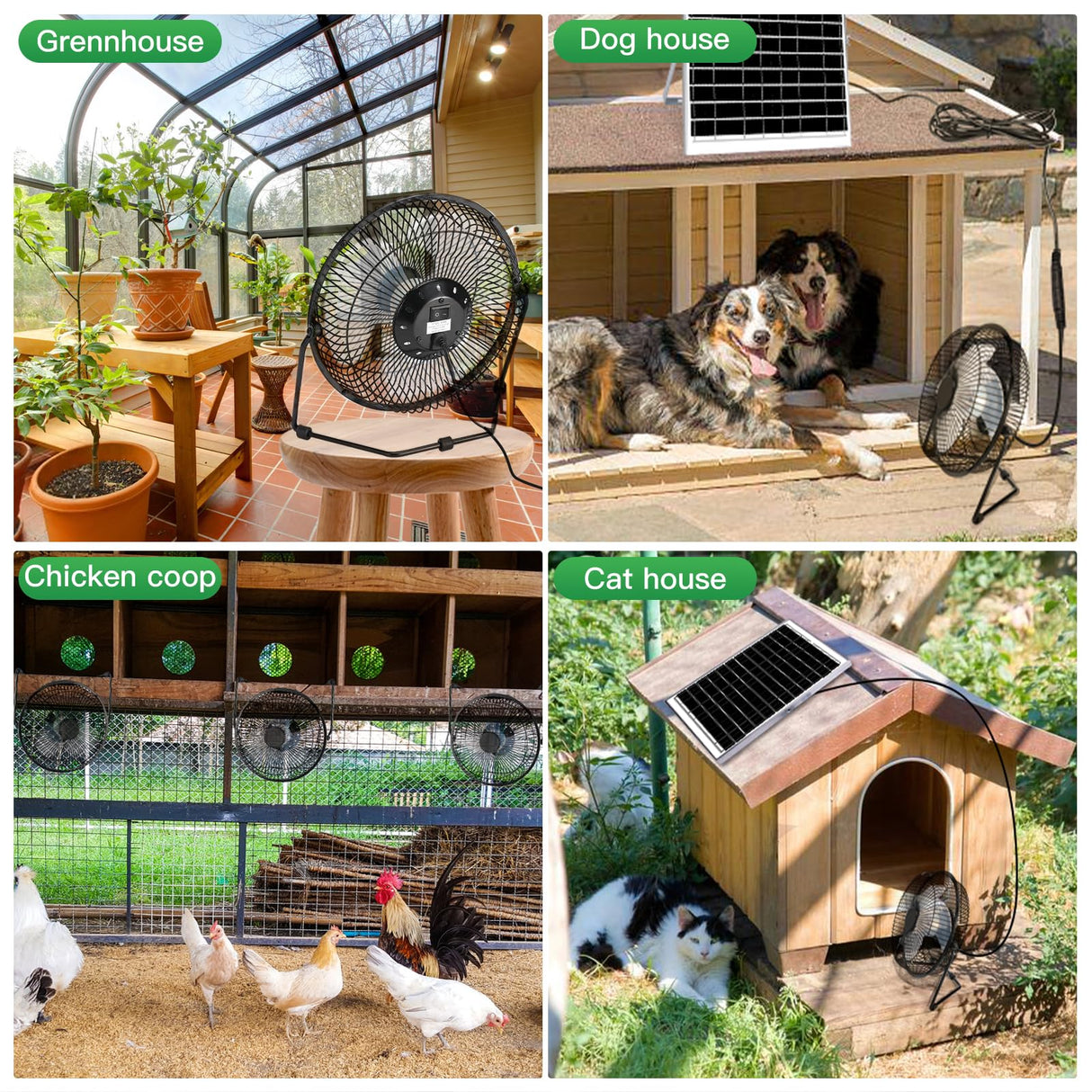 blessny 8" Solar Fan for Outdoor Greenhouse, Chicken Coop, Pet House, Shed Air Circulation Cooling, 25W Solar Powered with 16.4 FT Long Cord, 2010 RPM High Velocity