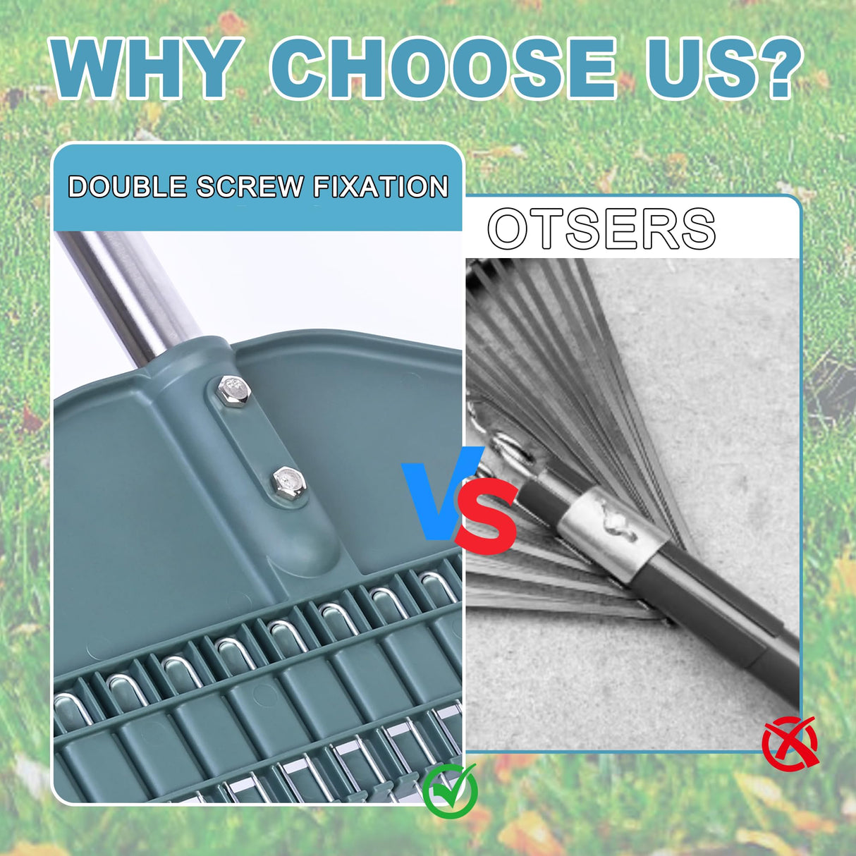 YEELOR Thatch Rake, 66" Adjustable Handle, 17" Wide Dethatcher Rake for Garden, Patio & Lawn, Cleans Dead Grass, Thatch, Pine Needles & Acorns (Right-Angle Hook)