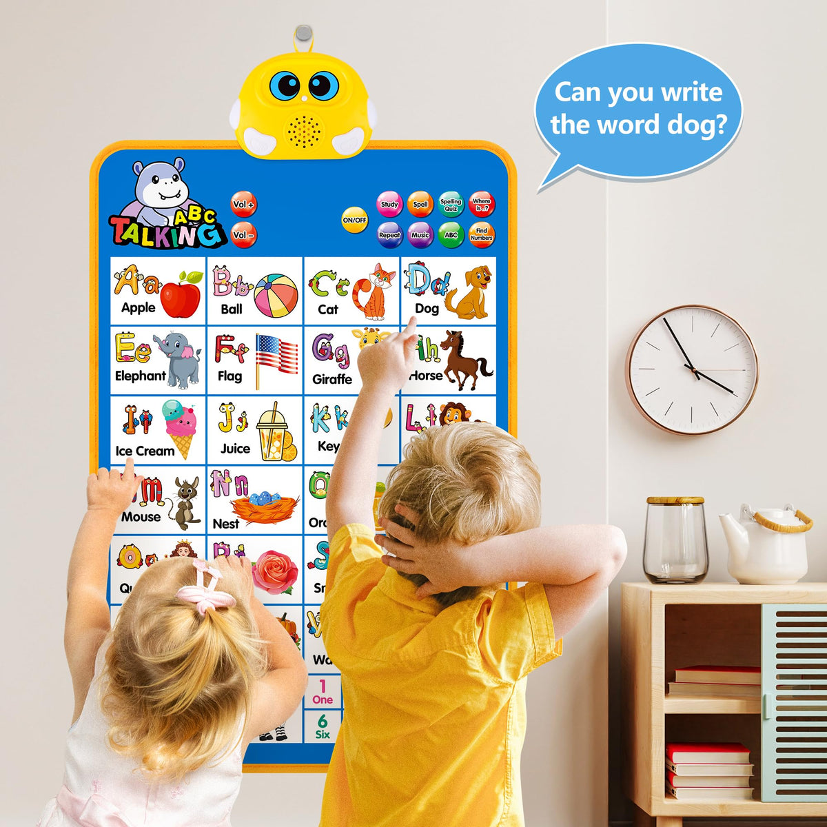 Electronic Alphabet Wall Chart, Kids Learning Toys for Toddlers 1-3 - Blue