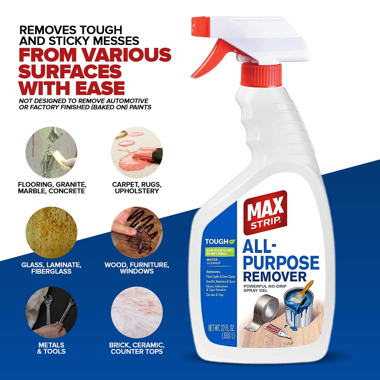All Purpose Paint Remover Spray 22oz - Water Based Adhesive Remover Spray, Spray Paint Remover, Graffiti Remover Spray, Overspray Remover, Dried Paint Remover - No Methylene Chloride NMP Formula