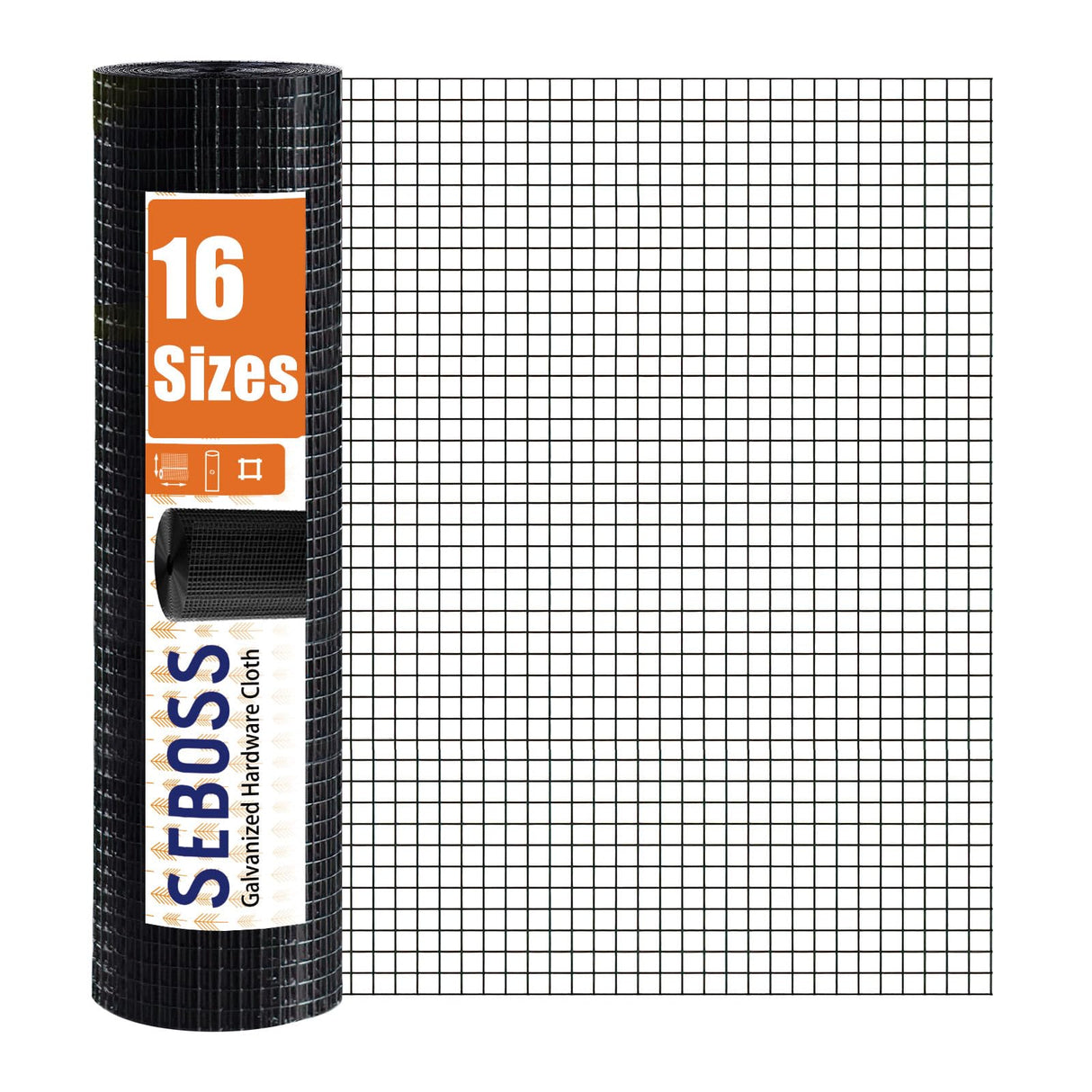 SEBOSS Black Hardware Cloth 1/4 inch 48 x 100 Ft 23-Gauge, Vinyl Coating Chicken Wire Fencing, Chicken Wire Mesh Roll, Garden Fencing and Durable Outdoor Wire Cloth Applications