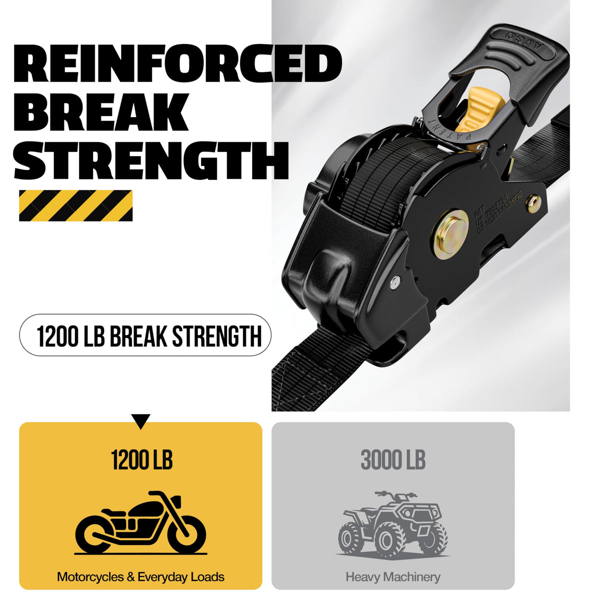 AUGO Retractable Ratchet Straps | 4 Heavy Duty Ratchet Straps Self Retractable Tie Down Straps with Soft Loops & Storage Bag for Motorcycle, Truck, Trailer, Cargo Van | 1200 Lb Break Strength 1” x 10’