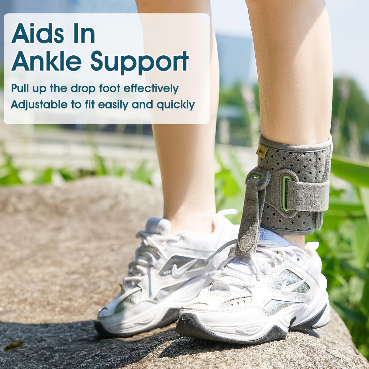 Adjustable Drop Foot Brace Foot Up AFO Brace Unisex Fits for Right/Left Foot Orthosis Ankle Brace Support, Improve Walking Gait, Effective Relieve Pain for Achilles Tendon (Gray)