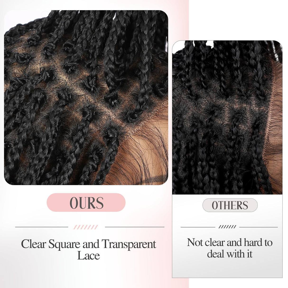 Fancy Hair 32" Braided Wig Square Knotless Box Braided Wigs for Black Women Full Double Lace Glueless Braids Wig with Baby Hair Synthetic Black Braided Wig for African American Women(Updated Version)