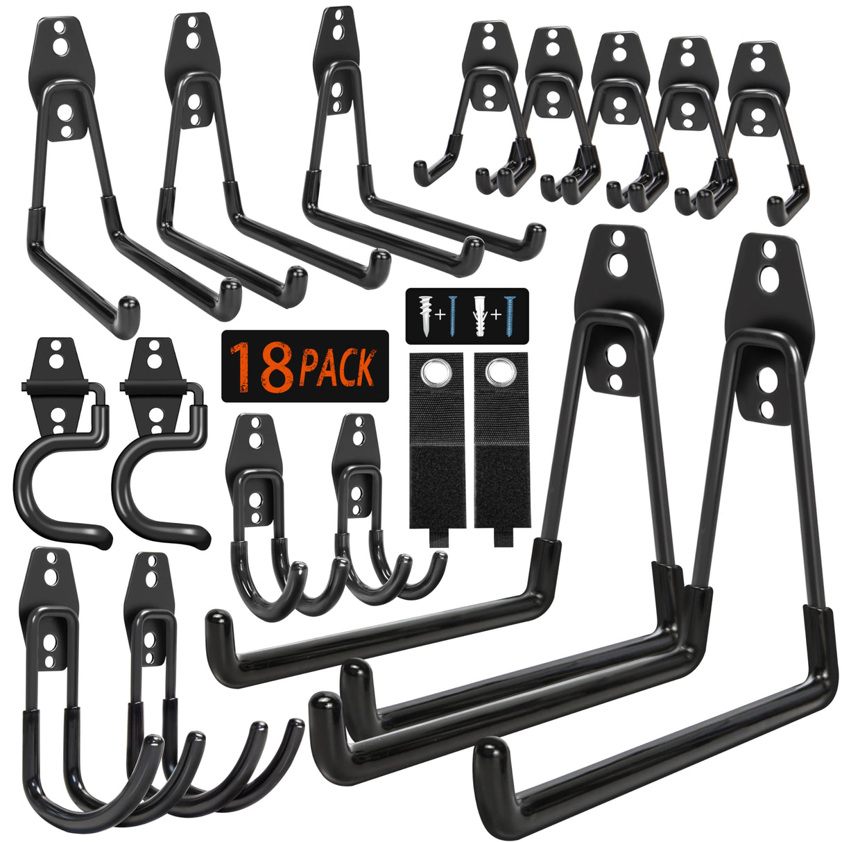 Kodreat 18 Pack Garage Hooks Heavy Duty - Anti-Slip Coating, Garage Storage Hooks for Hanging Bike,Ladder,Garden Tools,Hose