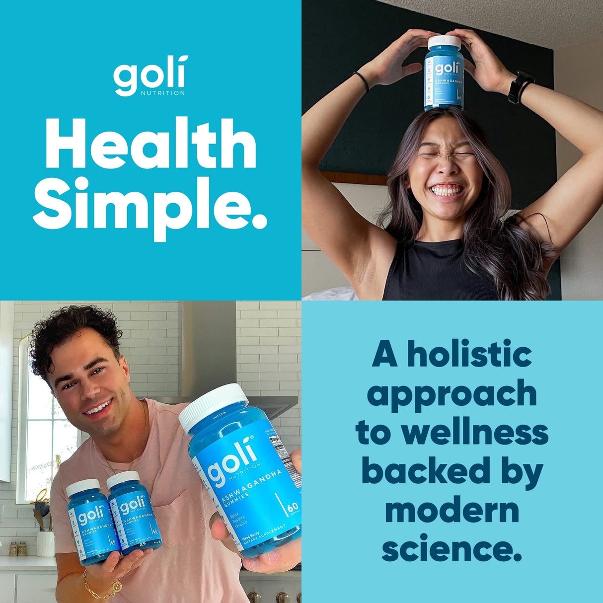 Goli Ashwagandha & Vitamin D Gummy - 300 Count - Mixed Berry, KSM-66, Vegan, Plant Based, Non-GMO, Gluten-Free & Gelatin Free Relax. Restore. Unwind, Pack of 5