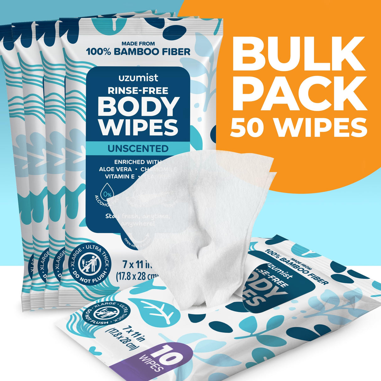 Body Wipes For Adults Bathing No Rinse XL - Ultra Thick Travel Wipes For Personal Cleansing & Hygiene Essentials, Elderly Care, Travel, Incontinence Disposable Washcloths - Shower Wipes For Women Men