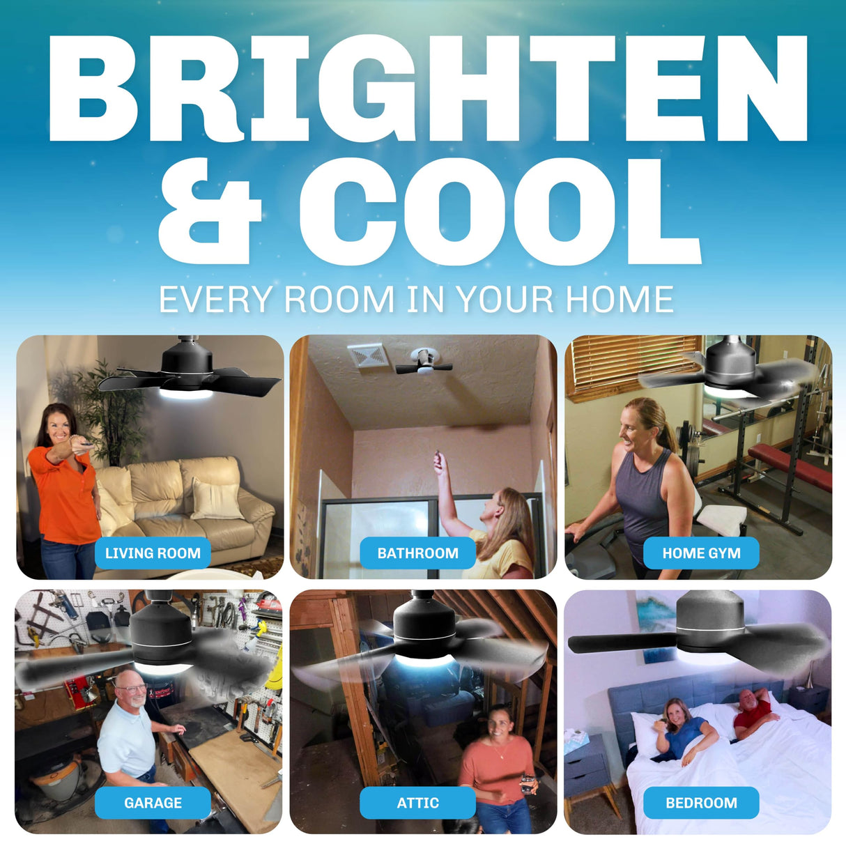 Bell+Howell Socket Breeze Socket Fan Light with Remote, Portable Small Ceiling Fans with Lights for Bedroom, Kitchen, Living Room, Ceiling Fan with Light 3500K, 1000 Lumens, Screws into E26/E27