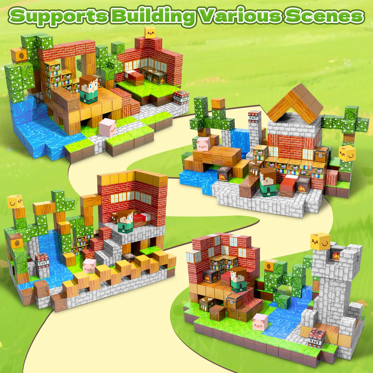 MUUHU 300PCS Magnetic Blocks - 0.8" Magnetic Building Blocks for Kids