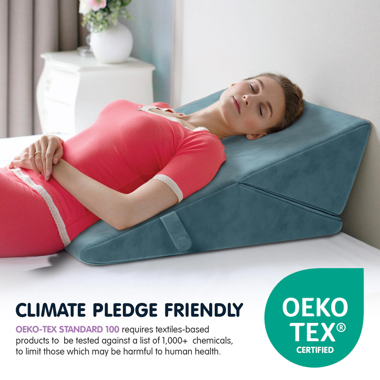 Adjustable Bed Wedge Pillow for Sleeping - Wedge Pillow for Sleep Apnea, Gerd, Acid Reflux Relief, Post Surgery - Foam Wedge Pillow for Back Pain Relief, Sleep Apnea Pillow Wedge or for Seniors