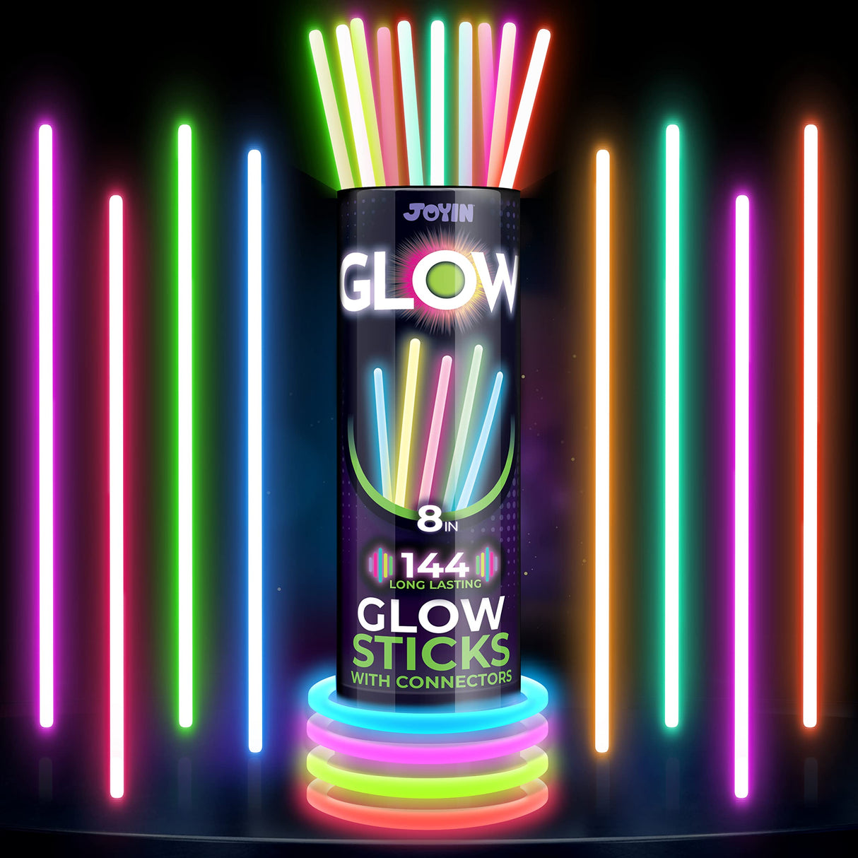JOYIN 400 Pcs 8" Glowsticks, Halloween Supplies Pack, Bracelets Necklaces, Glow in the Dark Party Favors, Easter, Christmas, Football Party Supplies