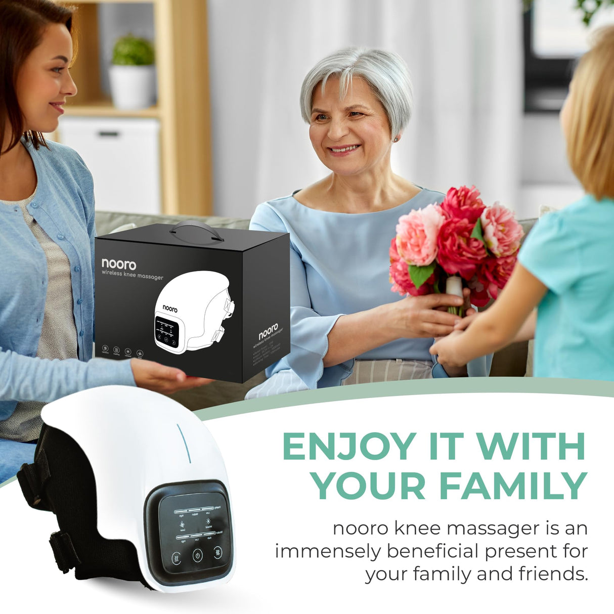 nooro Portable Knee Massager with Heat, Red Light, & Massage Therapy, Relax Tight Muscles and Helps Minor Joint Stiffness and Discomfort, Hands-Free Design