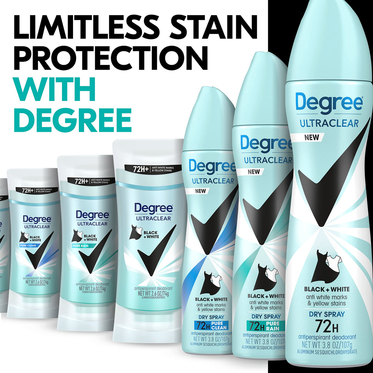 Degree UltraClear Antiperspirant Deodorant Dry Spray, 3 Count, 3.8 oz