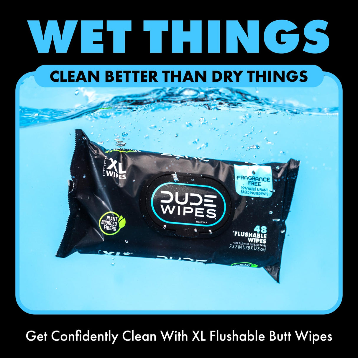 DUDE Wipes - Flushable Wipes - 6 Pack, 288 Wipes - Unscented Extra-Large Adult Wet Wipes - Vitamin-E & Aloe - Septic and Sewer Safe