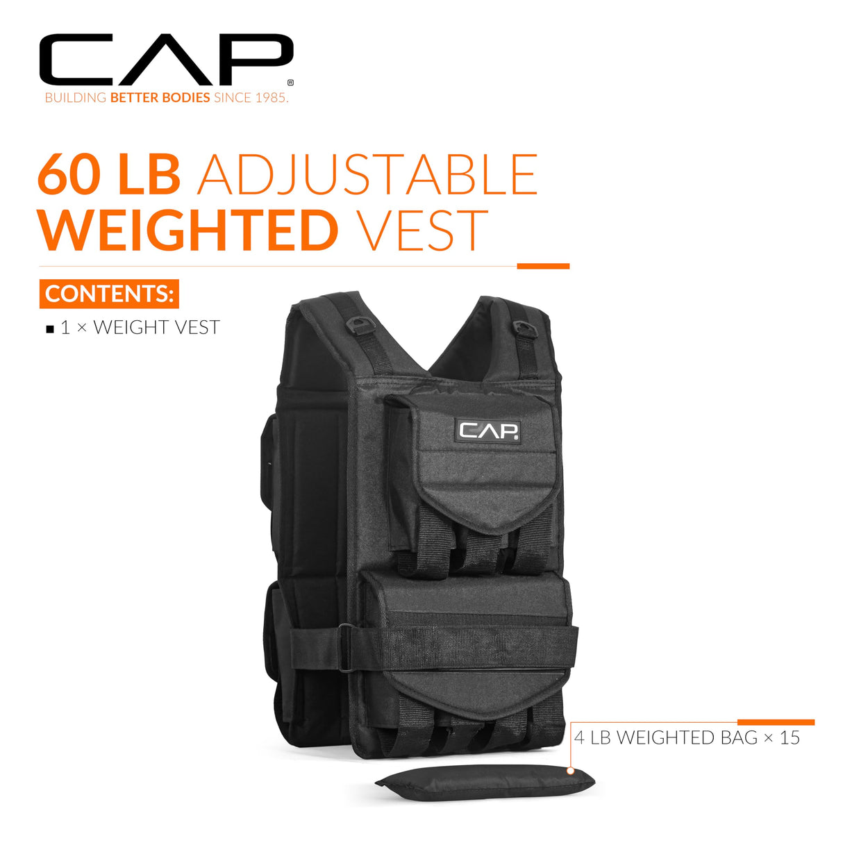 CAP Barbell Adjustable Weighted Vest, 60 lb