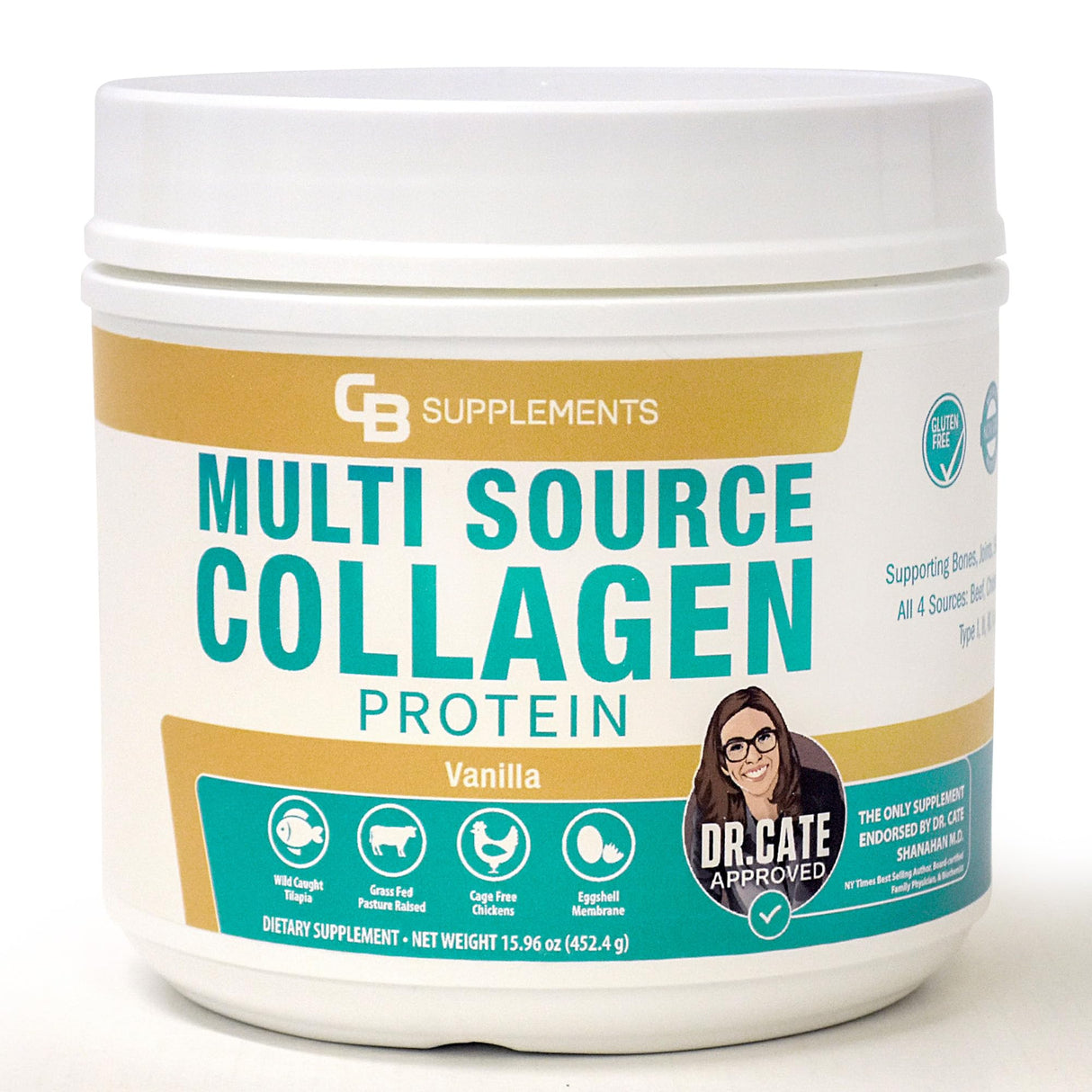 CB Supplements Multi Collagen Protein – Hydrolyzed Collagen for Joint, Skin, Gut, Hair & Nail Health – Vanilla Flavored Powder with Types I, II, III, V & X – Grass-Fed & Clean – 58 Servings