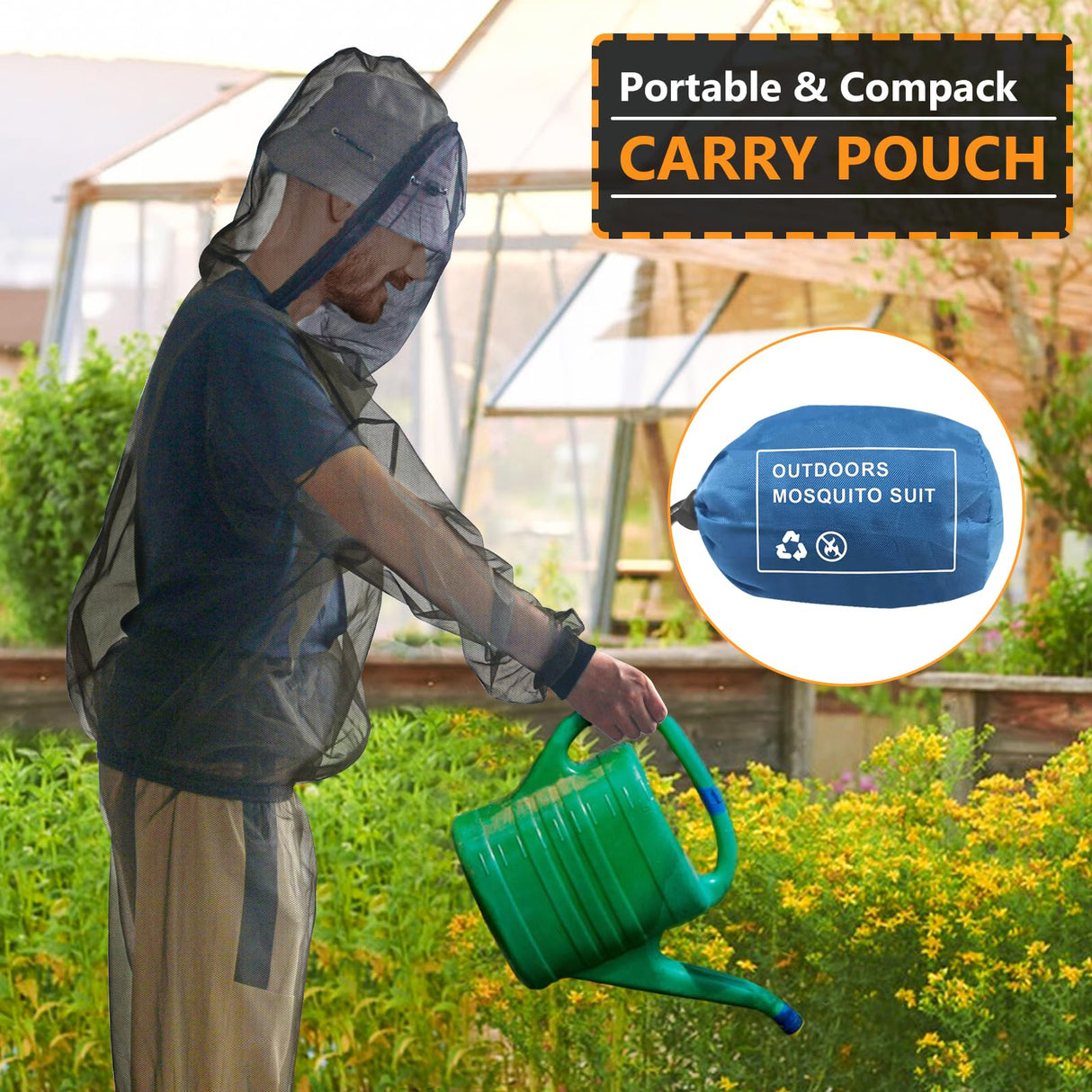 South to East Mosquito Suit - Net Bug Mesh Pants & Jacket with Hood for Outdoor Protection from Bugs, Flies, Gnats, No-See-Ums & Midges - Mosquito Net Clothing for Men & Women with Carrybag, XL Size