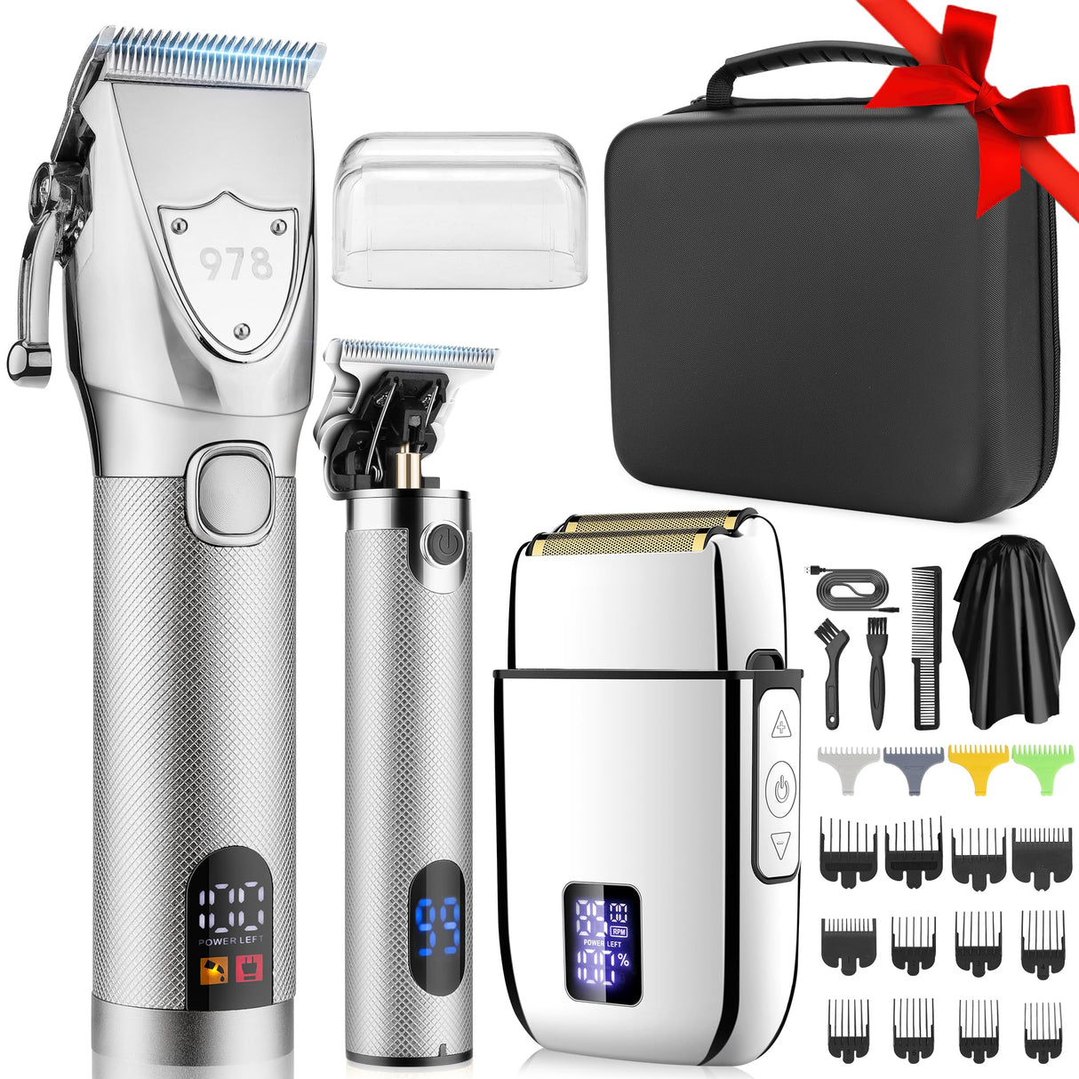 Lanumi Professional Hair Clippers Electric Razor Shavers Men 3 Piece Set Rechargeable Clippers and Trimmers Beard Trimmer Barber Kit with Travel Case Clippers for Hair Cutting Gifts for him