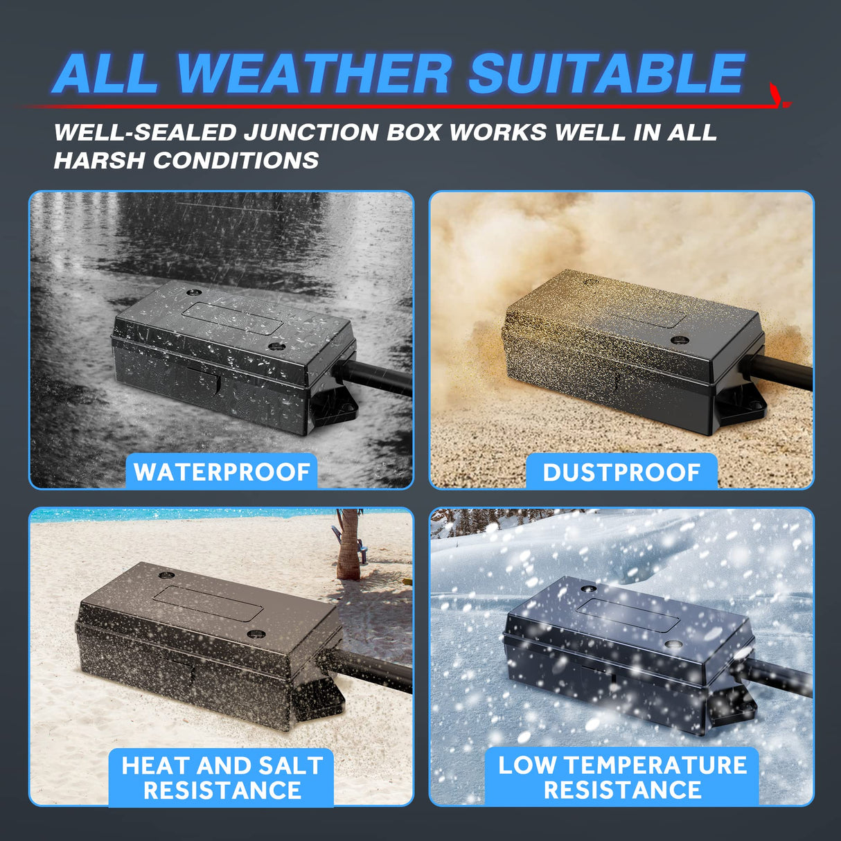 MICTUNING Heavy Duty 7 Way Plug Inline Trailer Cord with 7 Gang Junction Box 8 Feet, Weatherproof