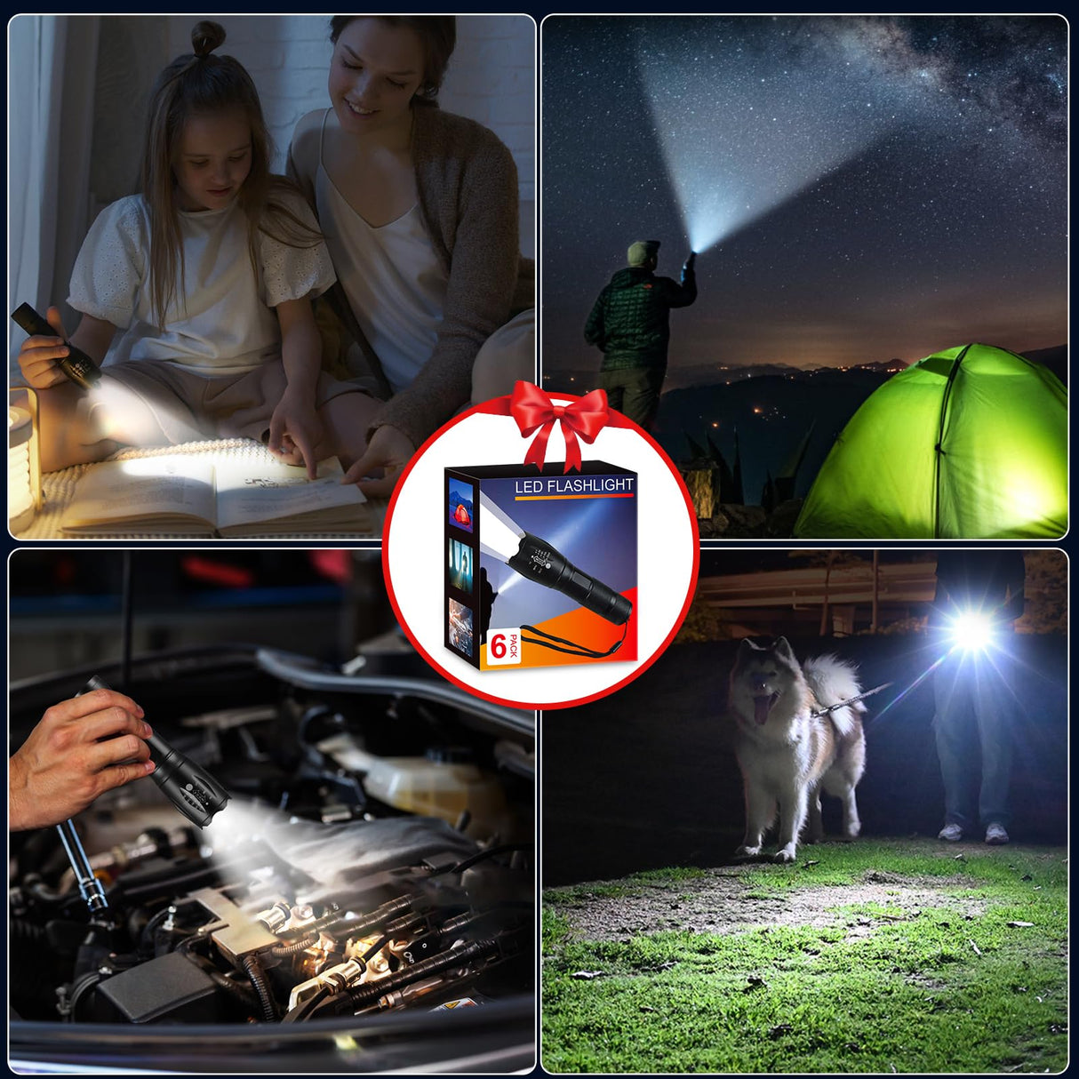 6Pack LED Flashlights High Lumens, 5Mode Tactical Flashlight for Home, Small Flashlights Powerful, Pocket Flashlight Battery Powered, Adjustable Torch Light, Mini Flash Light for Emergencies Camping