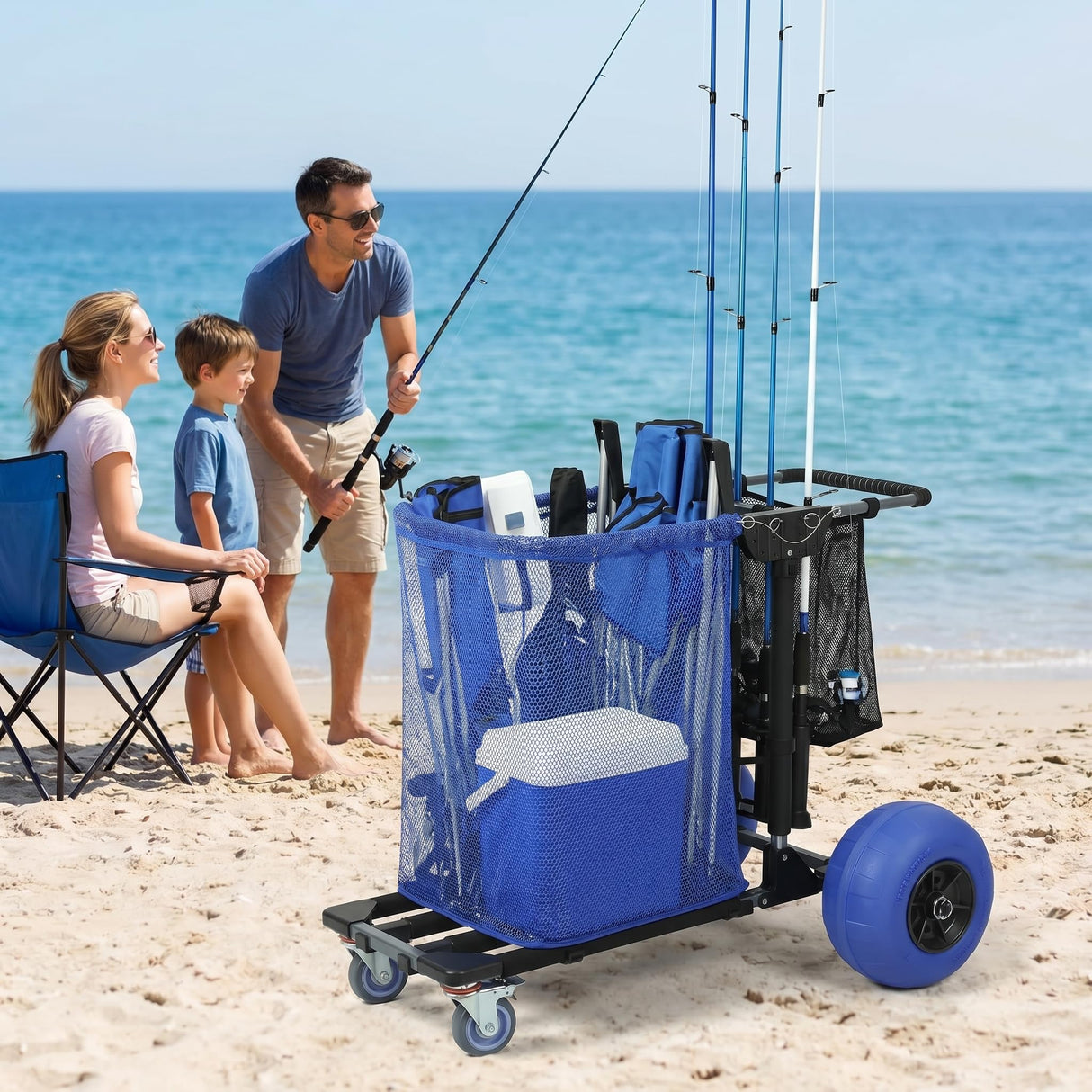 Aomedeelf Beach Cart with Balloon Wheels for Sand, Maximum Capacity 220 lbs