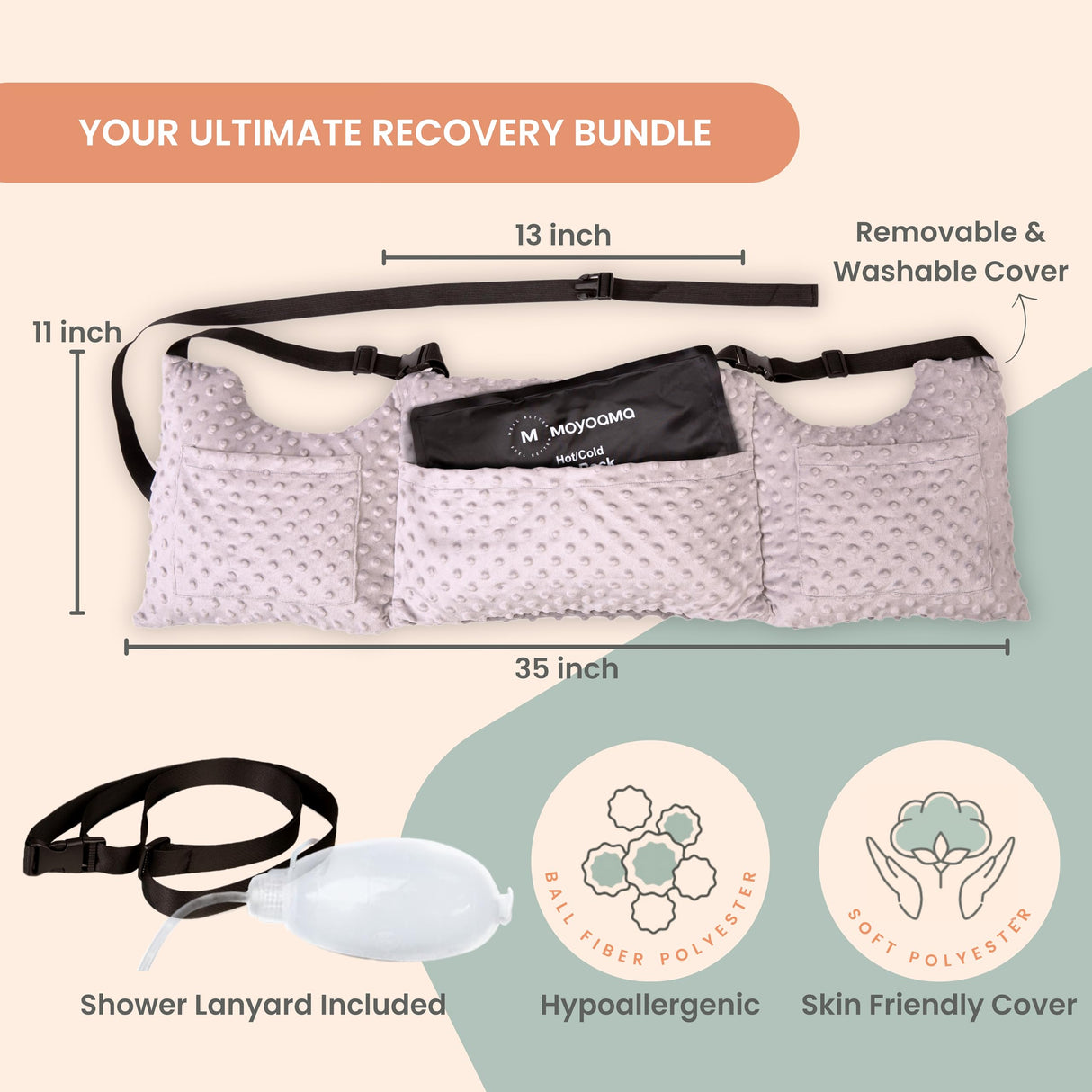 MOYOAMA Post Mastectomy Pillow - Mastectomy Pillows Post Op, Breast Pillow for Breast Surgery Recovery Supplies and Lumpectomy Recovery Supplies, After Mastectomy Must Haves, Breast Reduction Pillow
