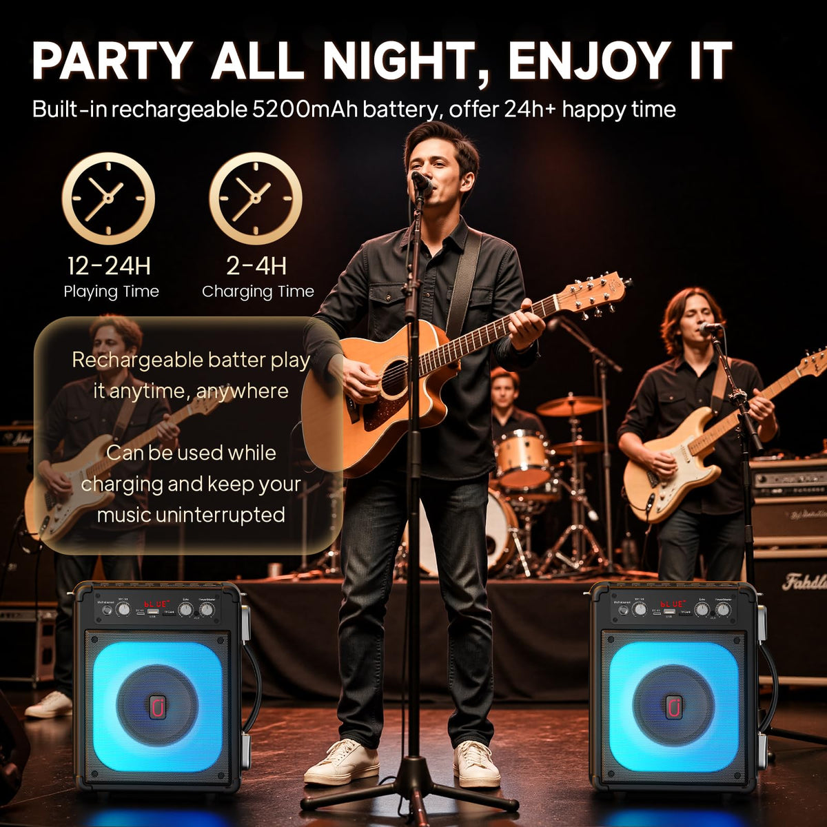 HWWR Karaoke Machine with 2 Mics for Adults & Kids, Stage Subwoofers Set