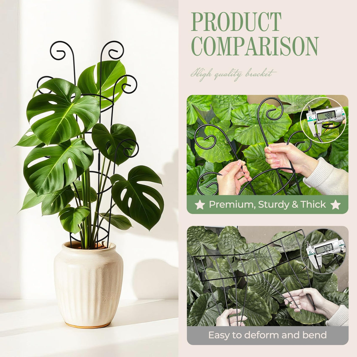 QIAOKAIYAN 4 Pack 30 Inch Tall Metal Plant Trellis for Climbing Plants Indoor - Rustproof Garden Trellis for Potted Houseplants, Sturdy Support for Ivy, Pothos, Monstera, Hoya & Flower Vines