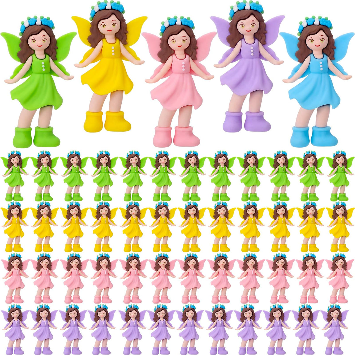 Chunful 50 Pcs Mini Fairy Figurines Miniatures Garden Fairies State Small Fairy Accessories Ornament for Outdoor Yard Garden Flower Pot Birthday Cake Toppers Car Gift to Hide and Seek