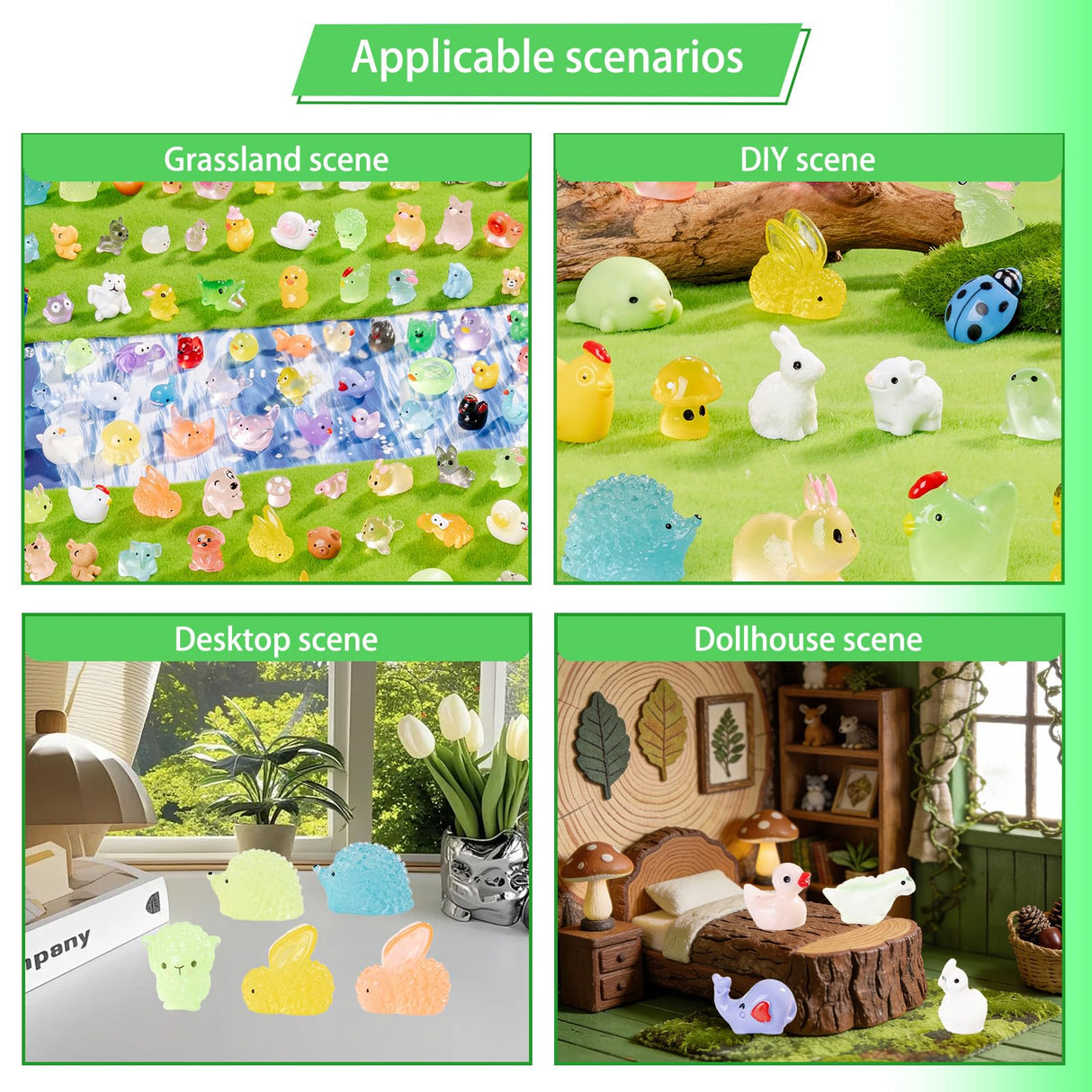 Faunamancy 300 Pcs Mini Resin Animals Figurines Bulk,300 Styles Tiny Animals Variety Pack for Fairy Garden Landscape,Hide Crafts Decor