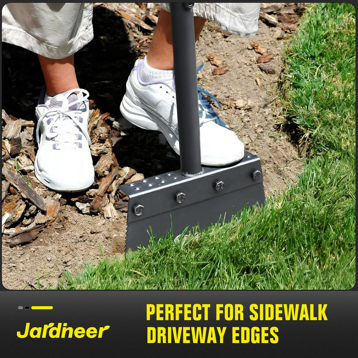 Jardineer Garden Flat Shovel Heavy Duty, Multifunctional Garden Cleaning Shovels for Lawn Edging,Sidewalk Weeding, Floor Scraper Long Handle, Metal Snow Shovel,Ice Scraper for Driveway (60")