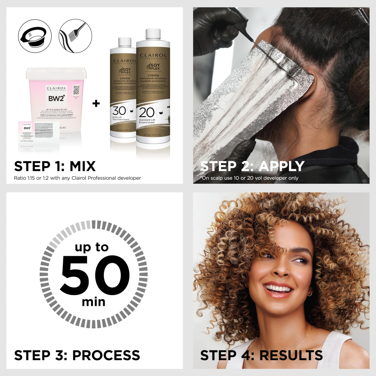 Clairol Professional BW2+ Dedusted Extra Strength Powder Lightener for Hair Highlights, 32 oz.