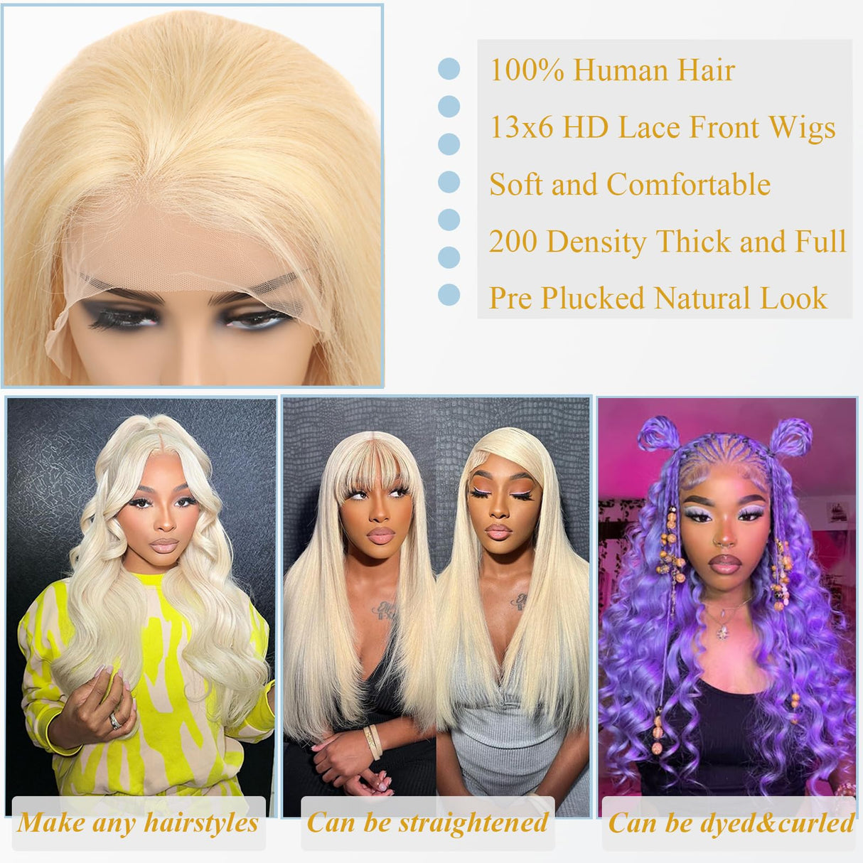 30 Inch 613 13x6 Lace Front Wig Human Hair 200 Density Body Wave Blonde Wig Human Hair Pre Plucked 613 HD Lace Frontal Wig 13x6 Body Wave Wigs With Baby Hair For Women