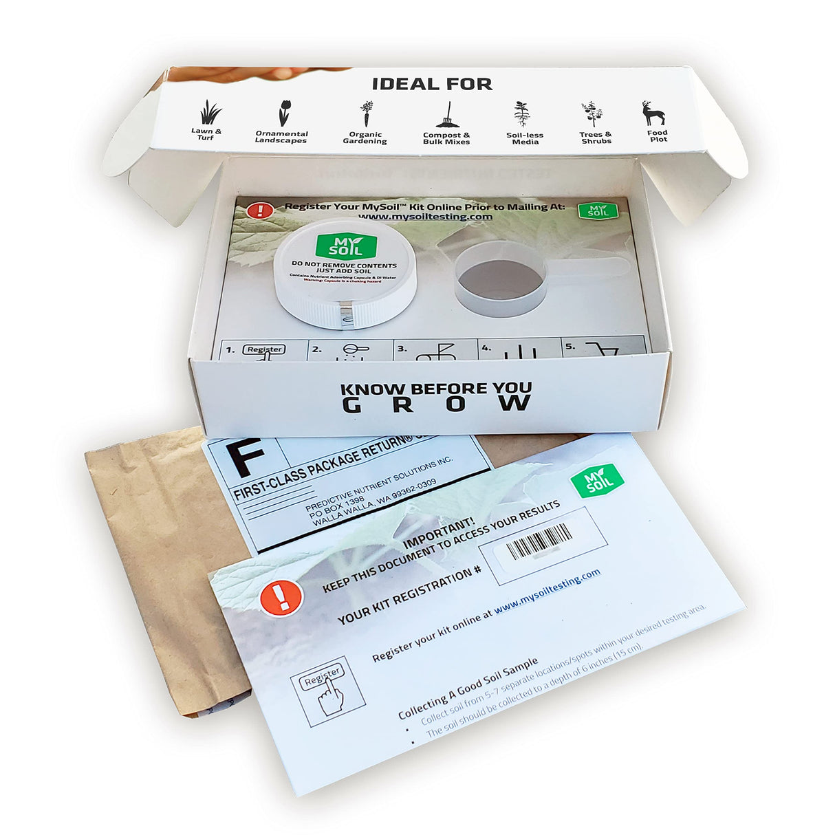 MySoil Soil Test Kit, Unlock Your Lawn & Garden Potential, Complete & Accurate Nutrient and pH Analysis with Recommendations Tailored to Your Soil and Plant Needs