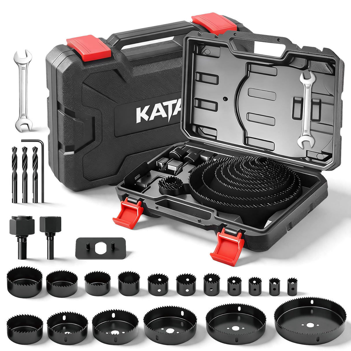 KATA 25 Piece Hole Saw Kit with 3/4"-6" for Wood, Drywall, PVC and Plastic