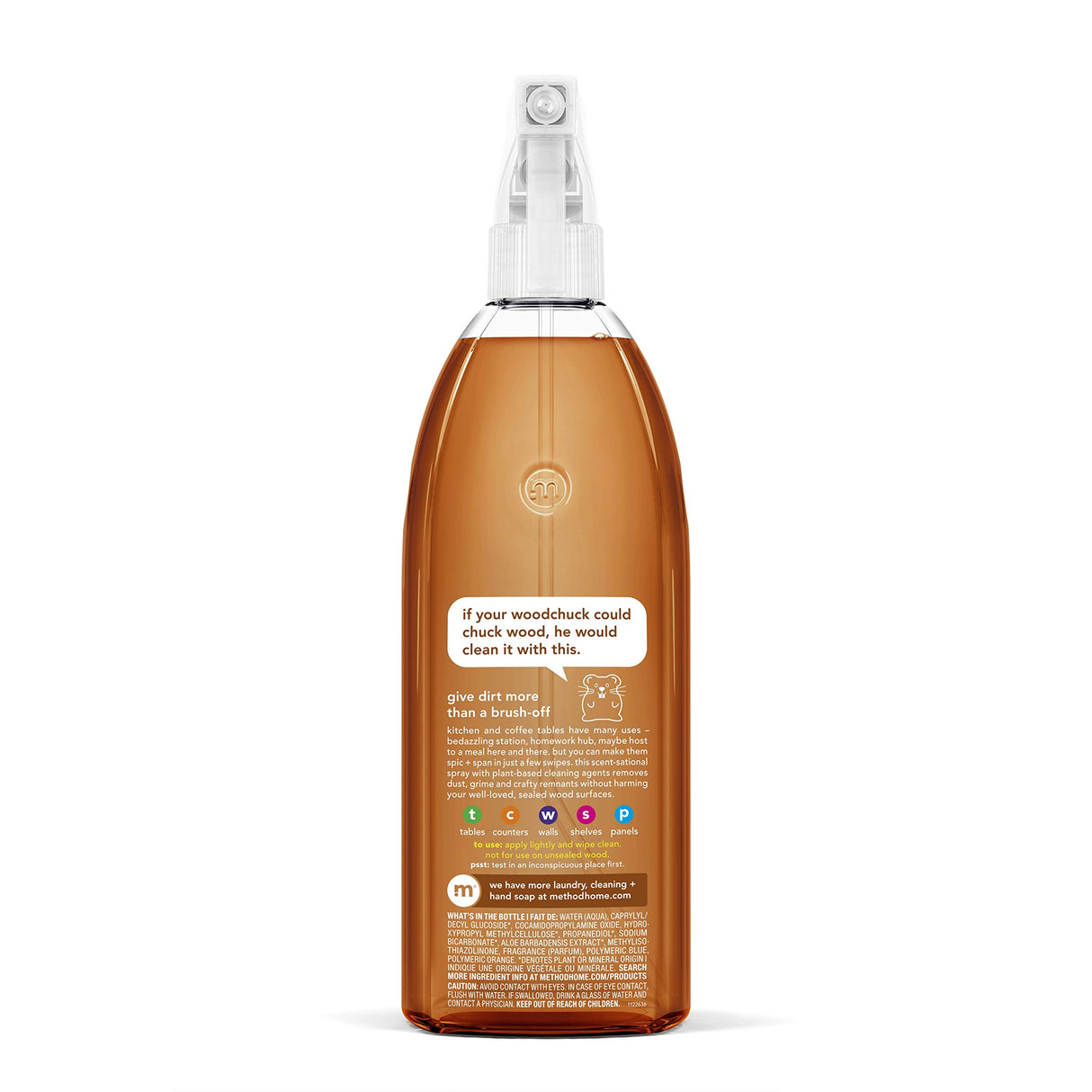 Method Daily Hardwood Cleaner, Almond, Plant-Based Formula That Cleans Shelves, Tables and Other Wooden Surfaces While Removing Dust & Grime, 28 Fl Oz, (Pack of 4)