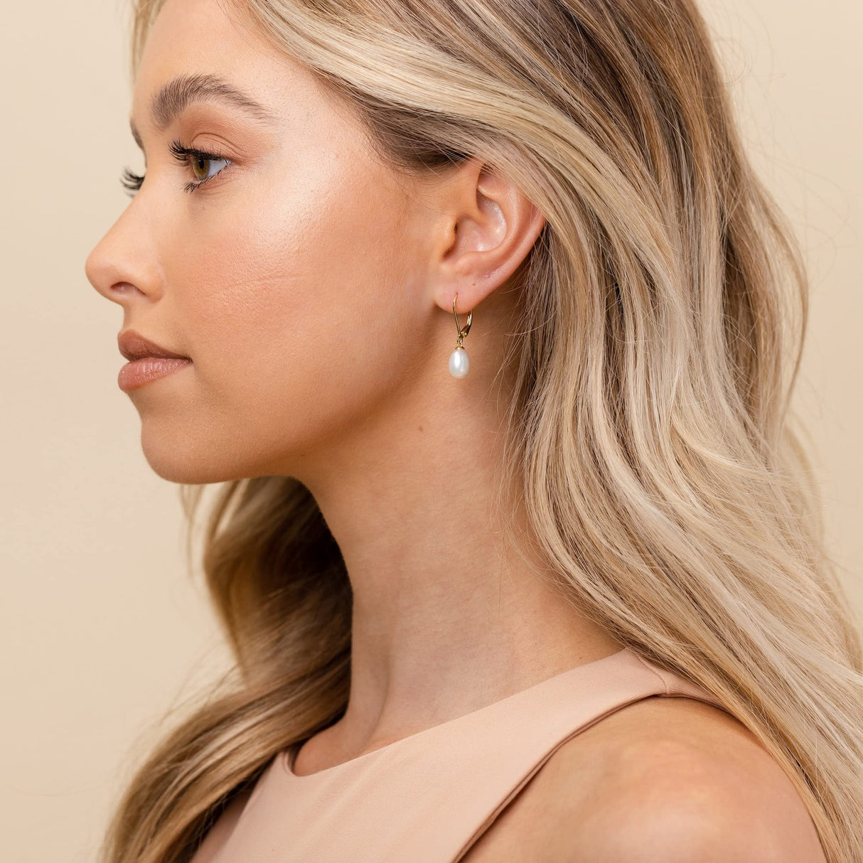 PAVOI Drop Earrings for Women, 14K Gold Plated, Yellow Gold, Size 7, Pearl