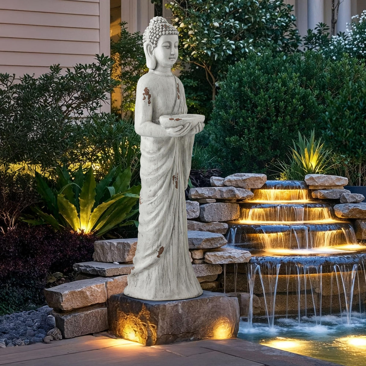 Ultym 42" Buddha Outdoor Statue with Birdfeeder, Extra-Large Buddha Figures