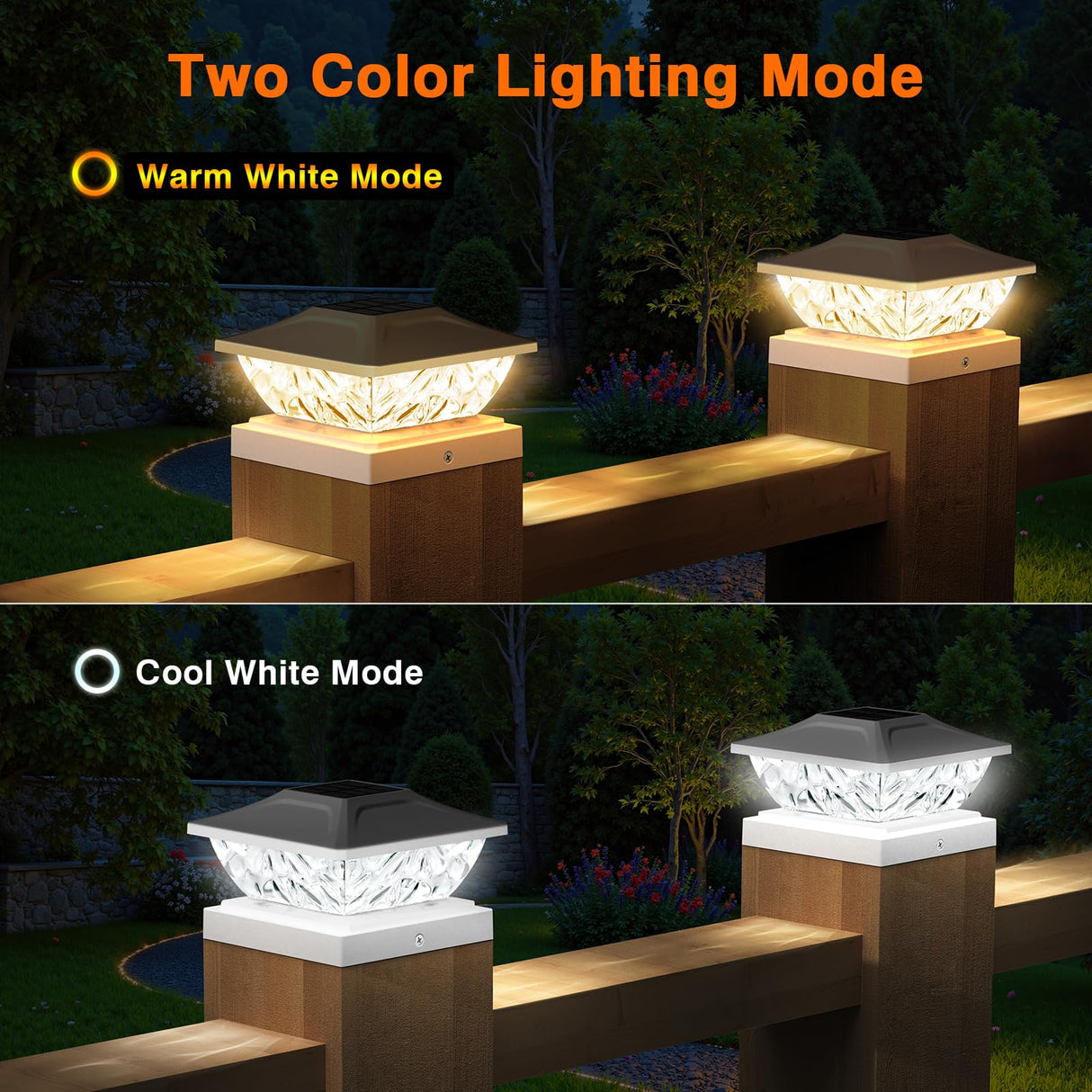 ENSLI 8 Pack Solar Post Cap Lights, 2 Mode Bright Solar Post Lights Outdoor Waterproof Fence Post Cap Lights, Outdoor Post Lights Solar Powered Deck Light for 4x4 4.5x4.5 5x5 Posts in Garden Decor