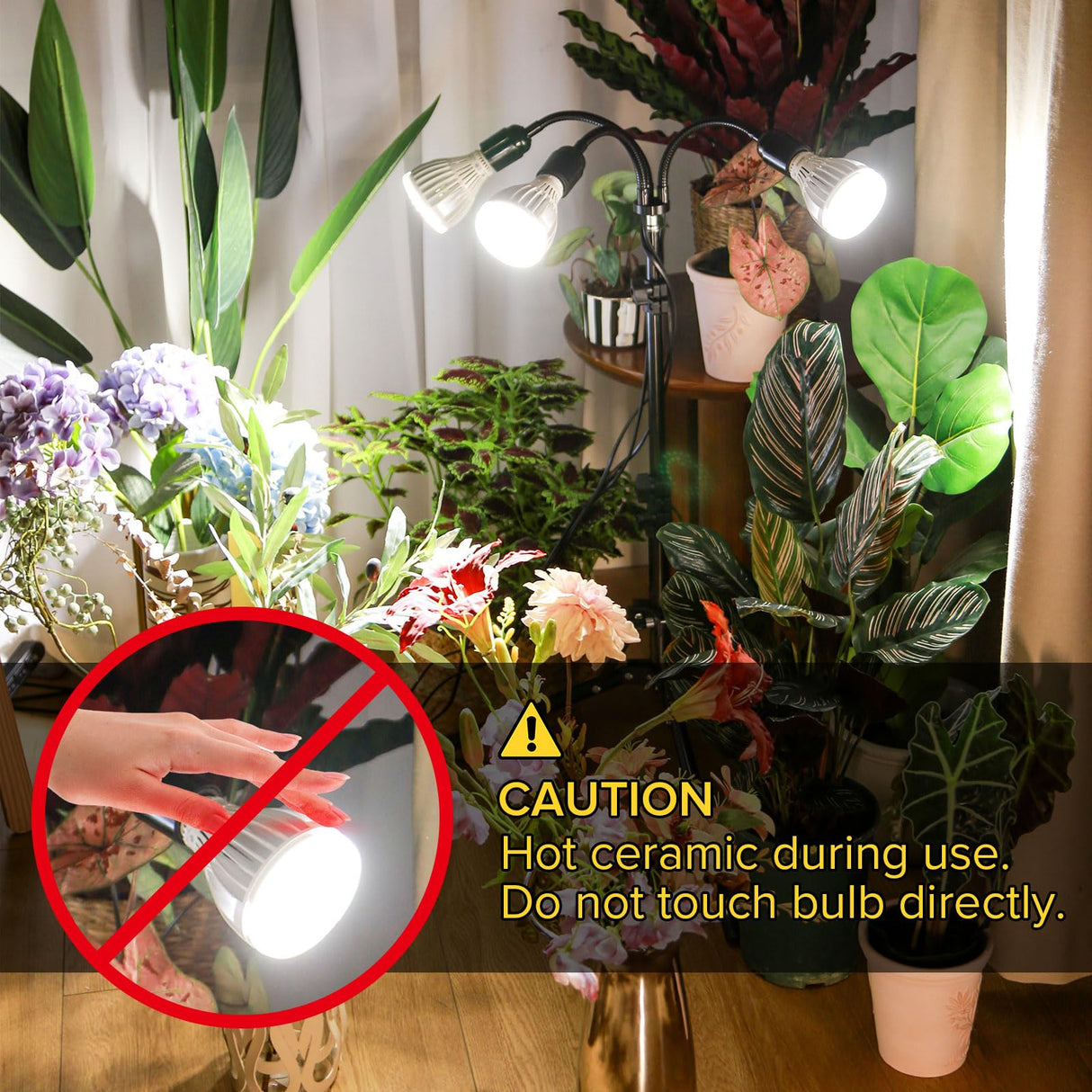 SANSI Grow Lights for Indoor Plants, 128W Full Spectrum Plant Lights for Indoor Growing, 35-64 inches Detachable Tripod Standing Grow Light with High PPFD No Dimmable 4 Pack of Par25 32W Bulb