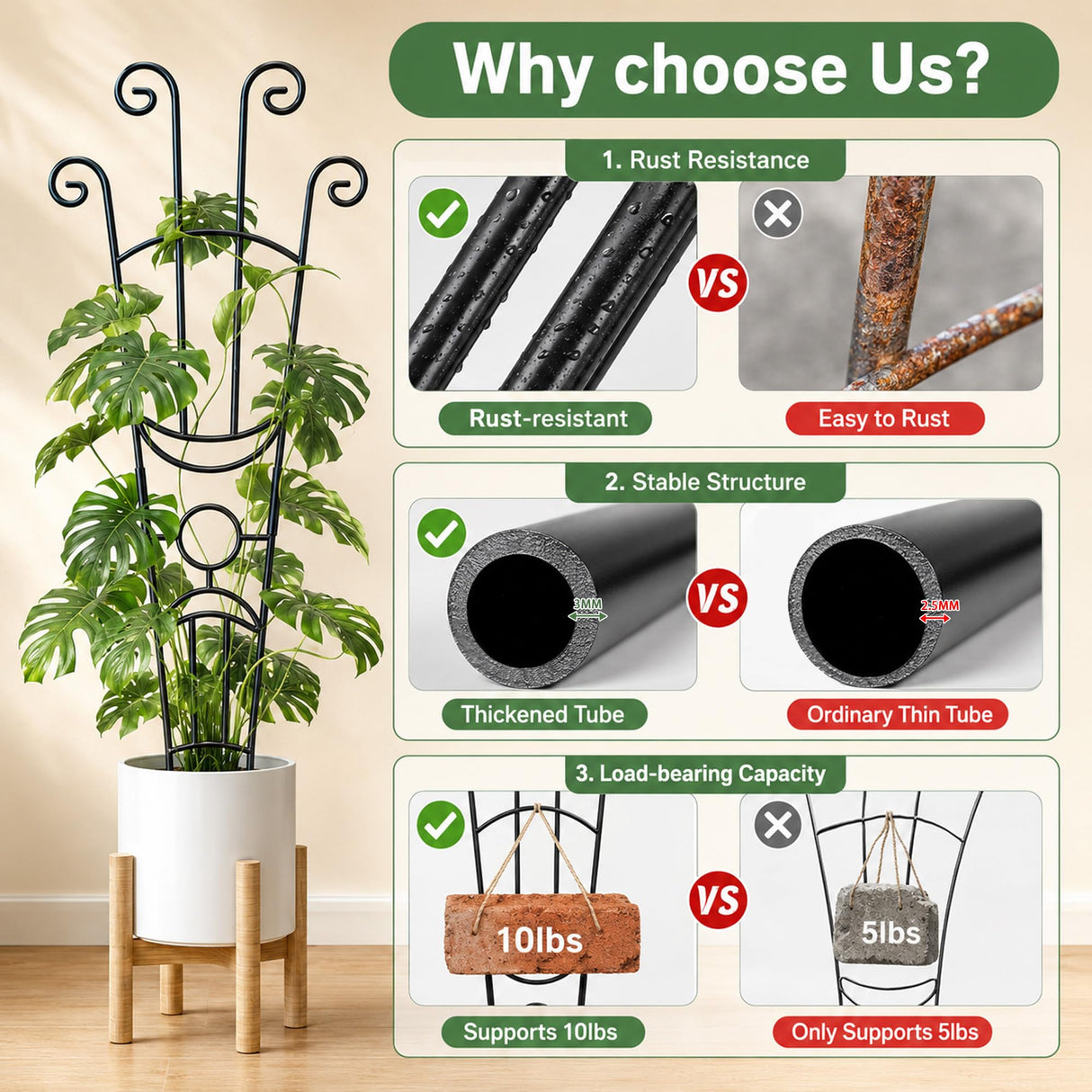 Xeeol 32.6in Plant Trellis for Climbing Plants Indoor, Expandable Large Metal Trellis for Potted Plants, Heavy-Duty Tall Pothos Plant Climber Support for Ivy Pothos Hoya Monstera, 4P