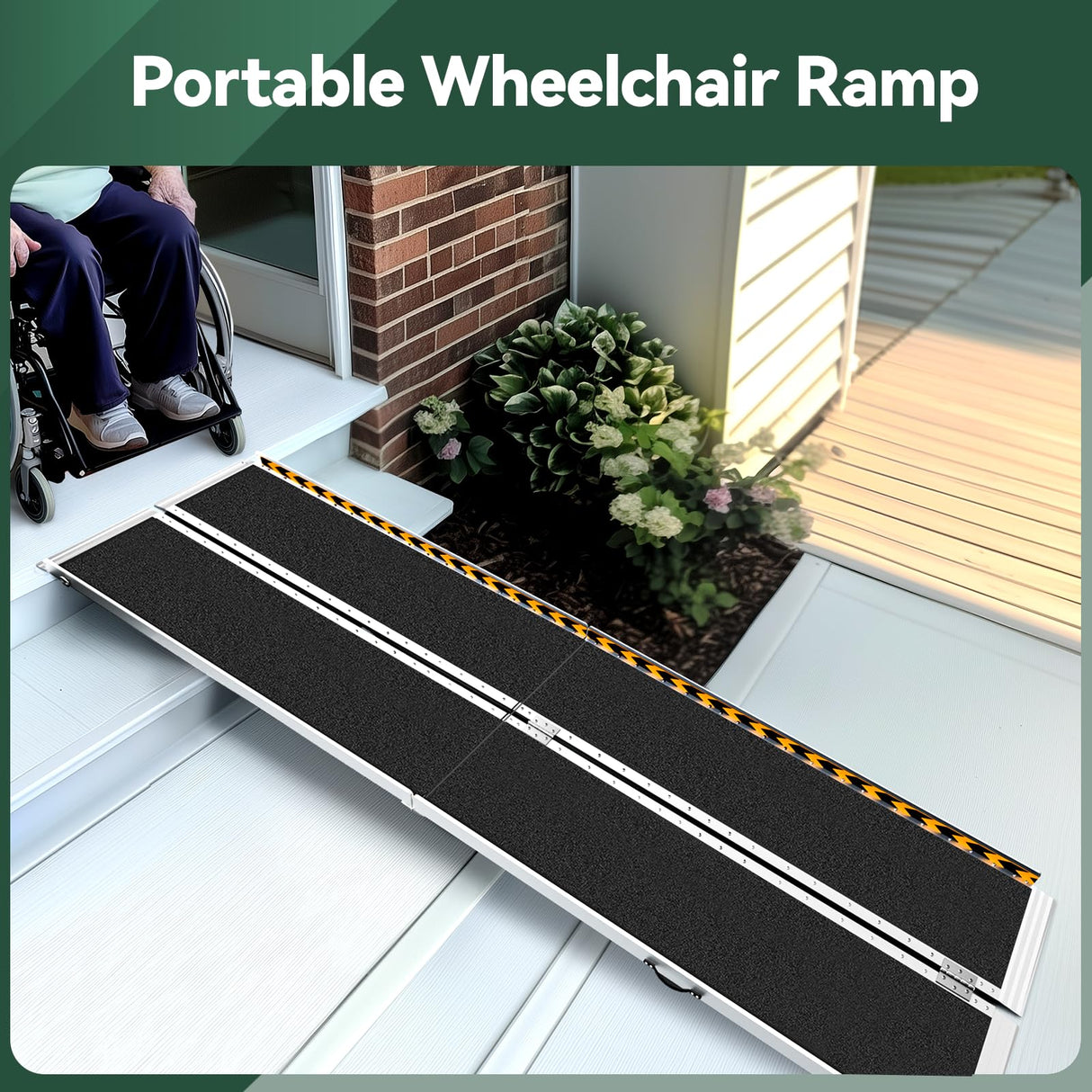 TaiH Leo Wheelchair Ramp 8 Feet, Portable Ramps for Wheelchairs for Home, 800LBS Capacity Folding Non-Slip Aluminum Handicap Ramp, Wheel Chair Ramp for Home Steps, Stairs, Doorways, Car, Curbs