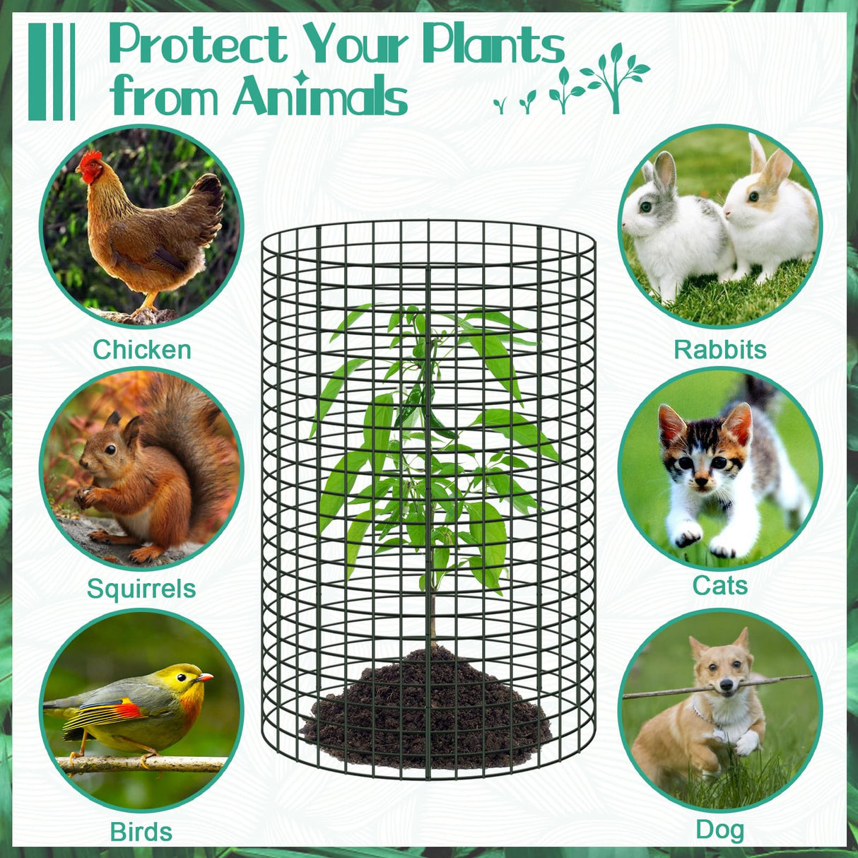 10Packs 24"x12"Plant Protectors from Animals,Plant Cages for Outdoor Plants