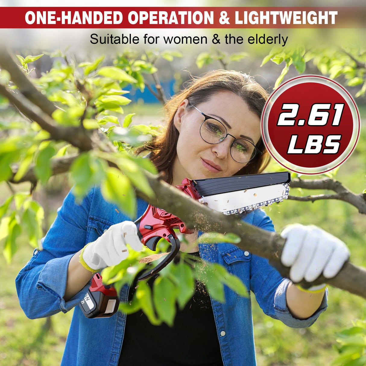 Mini Electric Chainsaw Cordless Brushless, 6 Inch Small Chainsaw Battery Powered, Handheld Chain Saw for Wood Tree Branches Pruning, 4 Chains, 2x 2500 mAh Battery, Garden Tools Christmas Gifts for Dad