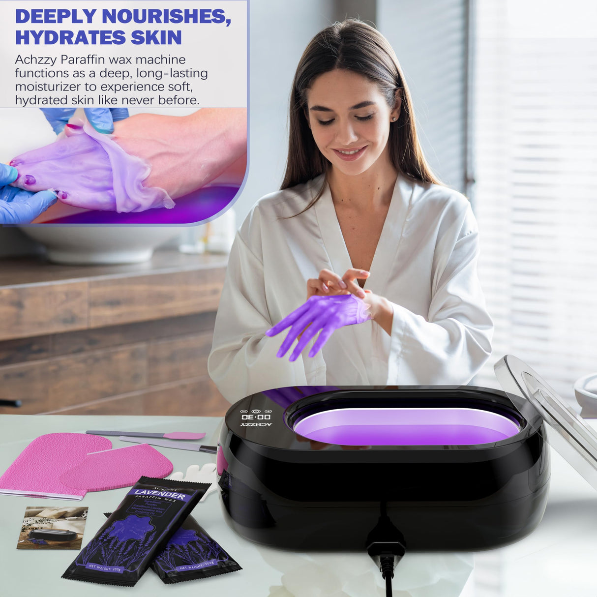 Achzzy Paraffin Wax Machine for Hand and Feet - Paraffin Wax Bath 4500ml Paraffin Wax Warmer, Intelligent Heating for Fast Melting, Moisturizing Kit Auto-time and Keep Warm Paraffin Hand Wax Machine