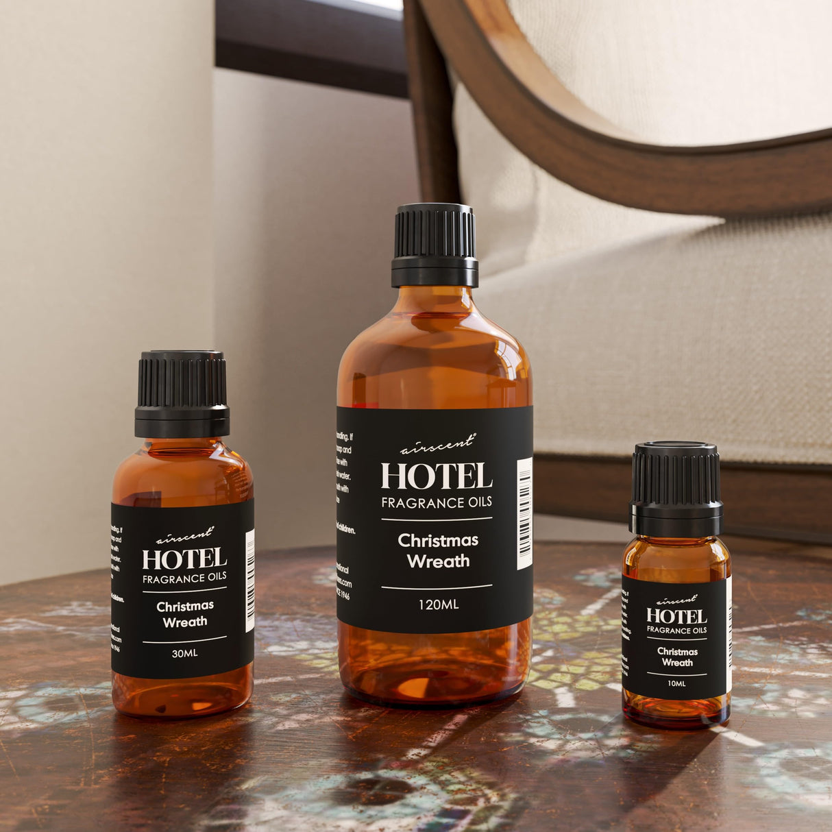 AirScent Christmas Wreath Holiday Diffuser Oil - Premium Holiday Fragrance Oil for Ultrasonic and Waterless Diffusers and Crafting - 120ml, 4 fl oz Glass Dropper Bottle - Balsam Fir Essential Oil