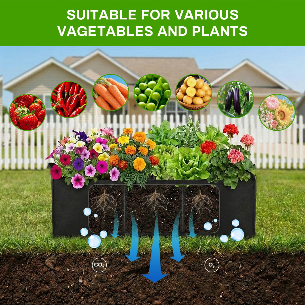 MQHUAYU Large Cucumber Trellis with Grow Bag, 65" Tall Metal Garden Trellis for Climbing Plants Outdoor, Reusable Cucumber Trellis for Raised Bed with Netting for Tomatoes, Peas, Grapes Plant Support